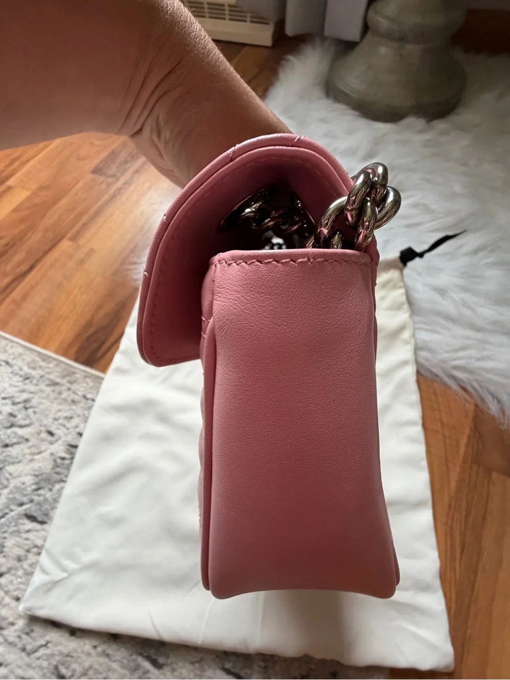 Gucci Pink GG Marmont Quilted Shoulder Bag with Chain Strap
